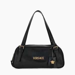 Versace Versace Tag Zip Leather Shoulder Bag